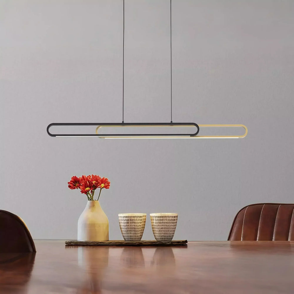 Lámpara colgante LED en negro y dorado | Diseño elegante
